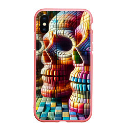 Чехол iPhone XS Max матовый Три черепа - авангард нейросеть, цвет: 3D-баблгам