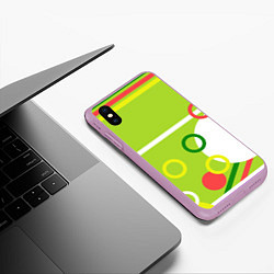 Чехол iPhone XS Max матовый Яркая геометрия с кольцами, цвет: 3D-сиреневый — фото 2