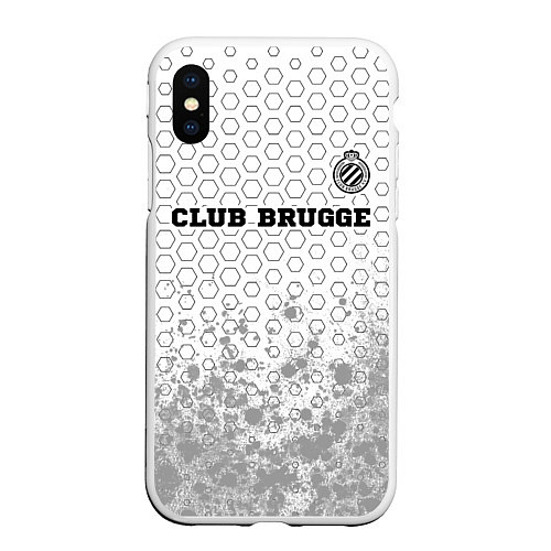 Чехол iPhone XS Max матовый Club Brugge sport на светлом фоне посередине / 3D-Белый – фото 1