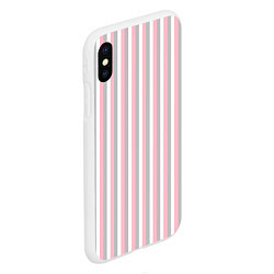 Чехол iPhone XS Max матовый Полосы бело-розово-серый, цвет: 3D-белый — фото 2