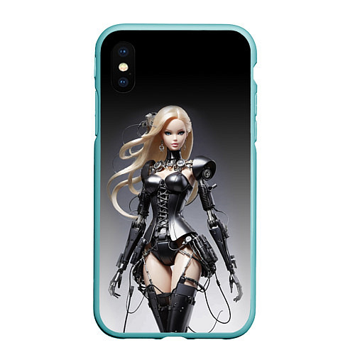 Чехол iPhone XS Max матовый Cyber Barbie - fantasy cyberpunk ai art / 3D-Мятный – фото 1