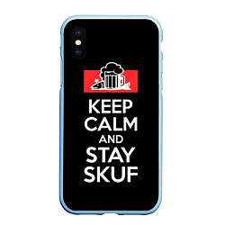 Чехол iPhone XS Max матовый Keep calm and stay skuf, цвет: 3D-голубой