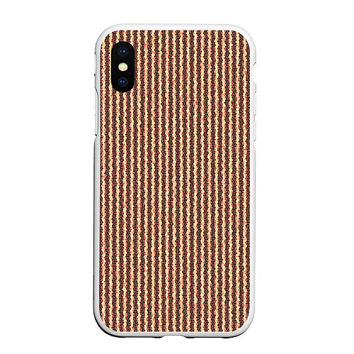 Чехол iPhone XS Max матовый Мелкая мозаика золотистый коричневый / 3D-Белый – фото 1