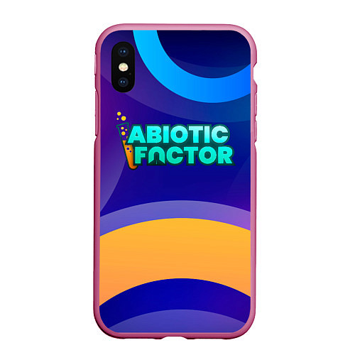 Чехол iPhone XS Max матовый Abiotic Factor цветные круги и лого / 3D-Малиновый – фото 1