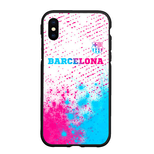 Чехол iPhone XS Max матовый Barcelona neon gradient style посередине / 3D-Черный – фото 1