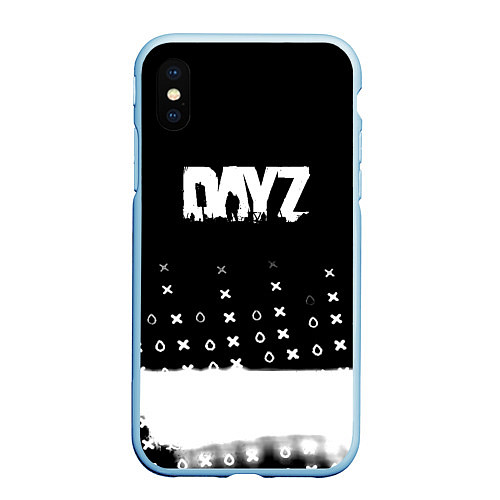 Чехол iPhone XS Max матовый Dayz game pattern logo / 3D-Голубой – фото 1