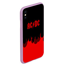 Чехол iPhone XS Max матовый AC DC fire rock steel, цвет: 3D-сиреневый — фото 2