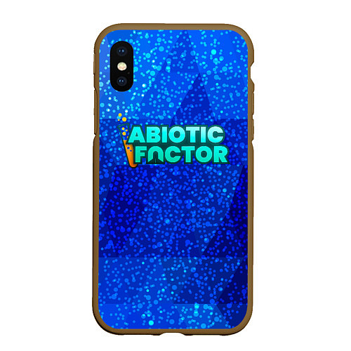 Чехол iPhone XS Max матовый Abiotic Factor logo blue neon / 3D-Коричневый – фото 1