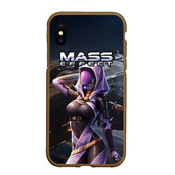 Чехол iPhone XS Max матовый Mass Effect ТалиЗора и космический корабль, цвет: 3D-коричневый