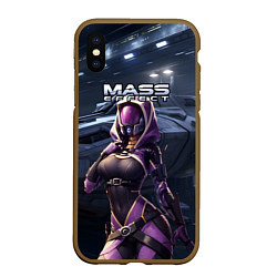 Чехол iPhone XS Max матовый Mass Effect ТалиЗора и космический корабль, цвет: 3D-коричневый