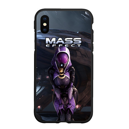 Чехол iPhone XS Max матовый Mass Effect ТалиЗора и космический корабль / 3D-Черный – фото 1