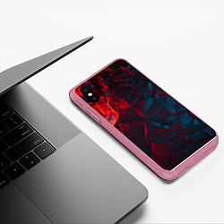 Чехол iPhone XS Max матовый Темная абстракция с разломом красных плит, цвет: 3D-малиновый — фото 2