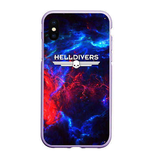 Чехол iPhone XS Max матовый Helldivers: Space Logo / 3D-Светло-сиреневый – фото 1