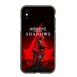 Чехол iPhone XS Max матовый Главные герои Assassins creed shadows, цвет: 3D-темно-зеленый