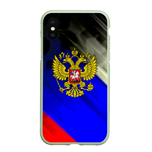 Чехол iPhone XS Max матовый Россия краски герб текстура / 3D-Салатовый – фото 1