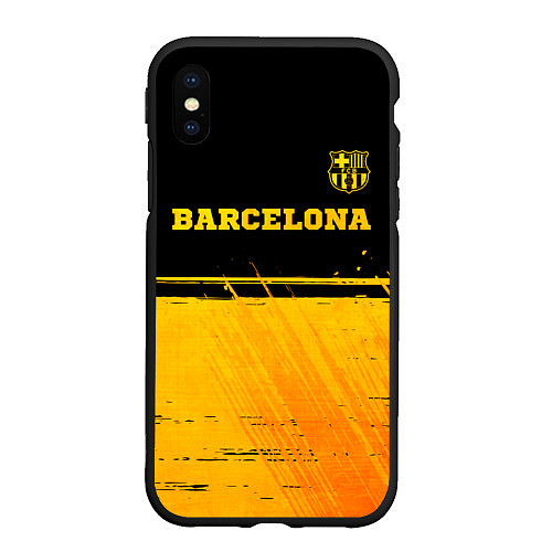 Чехол iPhone XS Max матовый Barcelona - gold gradient посередине / 3D-Черный – фото 1