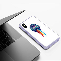 Чехол iPhone XS Max матовый Обезьяна с радугой, цвет: 3D-светло-сиреневый — фото 2