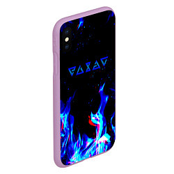 Чехол iPhone XS Max матовый The Witcher fire logo glitch, цвет: 3D-сиреневый — фото 2