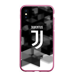 Чехол iPhone XS Max матовый Juventus geometry fc, цвет: 3D-малиновый