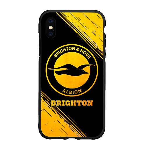 Чехол iPhone XS Max матовый Brighton - gold gradient / 3D-Черный – фото 1