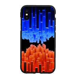 Чехол iPhone XS Max матовый Стягивающиеся в центре синие и оранжевые блоки