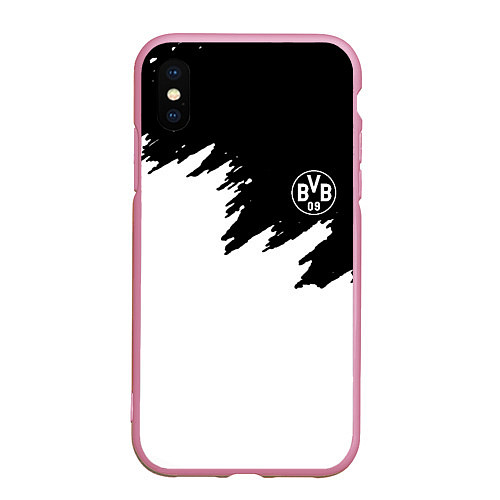 Чехол iPhone XS Max матовый Borussia краски белые / 3D-Розовый – фото 1