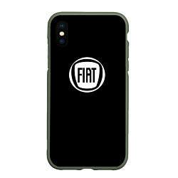 Чехол iPhone XS Max матовый FIAT logo white, цвет: 3D-темно-зеленый