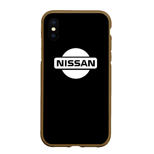 Чехол iPhone XS Max матовый Nissan logo white / 3D-Коричневый – фото 1