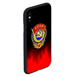 Чехол iPhone XS Max матовый СССР патриотический значок с серпом, цвет: 3D-черный — фото 2