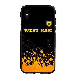 Чехол iPhone XS Max матовый West Ham - gold gradient посередине