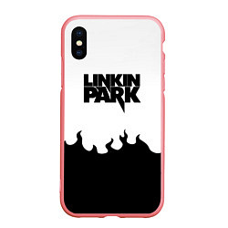 Чехол iPhone XS Max матовый Linkin park rock fire, цвет: 3D-баблгам