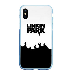 Чехол iPhone XS Max матовый Linkin park rock fire, цвет: 3D-голубой