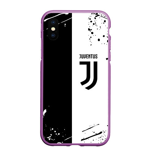 Чехол iPhone XS Max матовый Juventus краски текстура спорт / 3D-Фиолетовый – фото 1