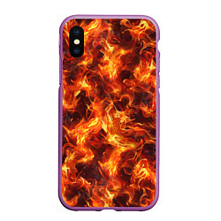 Чехол iPhone XS Max матовый Текстура элементаля огня, цвет: 3D-фиолетовый