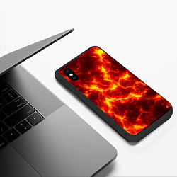 Чехол iPhone XS Max матовый Текстура огня, цвет: 3D-черный — фото 2