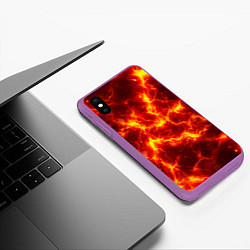 Чехол iPhone XS Max матовый Текстура огня, цвет: 3D-фиолетовый — фото 2