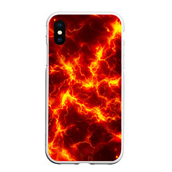 Чехол iPhone XS Max матовый Текстура огня, цвет: 3D-белый