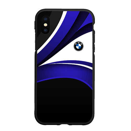 Чехол iPhone XS Max матовый BMW Logotype - blue waves / 3D-Черный – фото 1