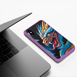 Чехол iPhone XS Max матовый Фантастический космический дракон - нейросеть, цвет: 3D-фиолетовый — фото 2