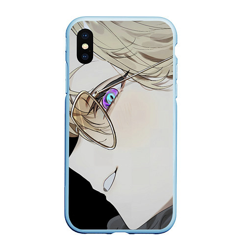 Чехол iPhone XS Max матовый Honkai Star Rail Aventurine smile / 3D-Голубой – фото 1