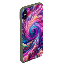 Чехол iPhone XS Max матовый Абстракция, водоворот из ярких красок, цвет: 3D-темно-зеленый — фото 2