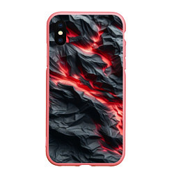 Чехол iPhone XS Max матовый Раскаленная лава на горных камнях