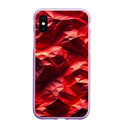 Чехол iPhone XS Max матовый Эффект текстуры мятой красной бумаги / 3D-Сиреневый – фото 1