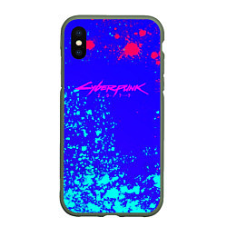 Чехол iPhone XS Max матовый Cyberpunk neon steel, цвет: 3D-темно-зеленый