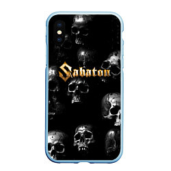 Чехол iPhone XS Max матовый Sabaton - logo rock group, цвет: 3D-голубой