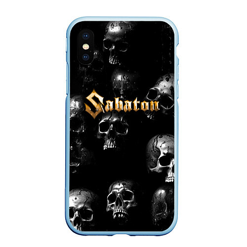 Чехол iPhone XS Max матовый Sabaton - logo rock group / 3D-Голубой – фото 1