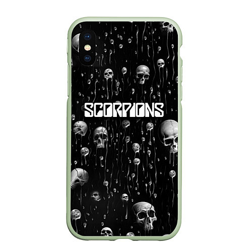 Чехол iPhone XS Max матовый Scorpions rock group / 3D-Салатовый – фото 1