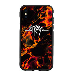 Чехол iPhone XS Max матовый Stray red lava, цвет: 3D-черный