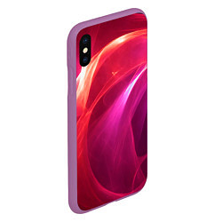 Чехол iPhone XS Max матовый Красно-розовый энергетический хаос волн, цвет: 3D-фиолетовый — фото 2