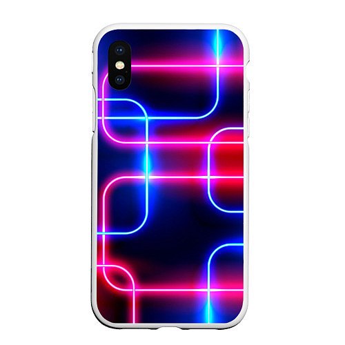 Чехол iPhone XS Max матовый Светящиеся неоновые дуги / 3D-Белый – фото 1